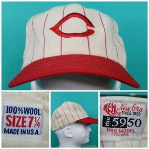 Vnt Wool 90’s Cincinnati Reds Fitted Size 7 1/2 New Era Hat Cap Baseball Jersey